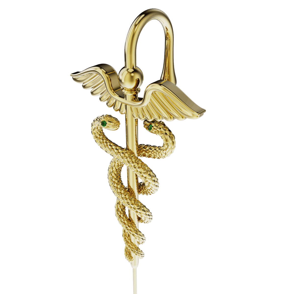 Caduceus ear cuff, detail of the design