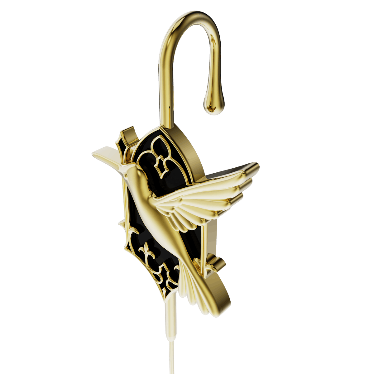 Hummingbird ear cuff, detail of the design