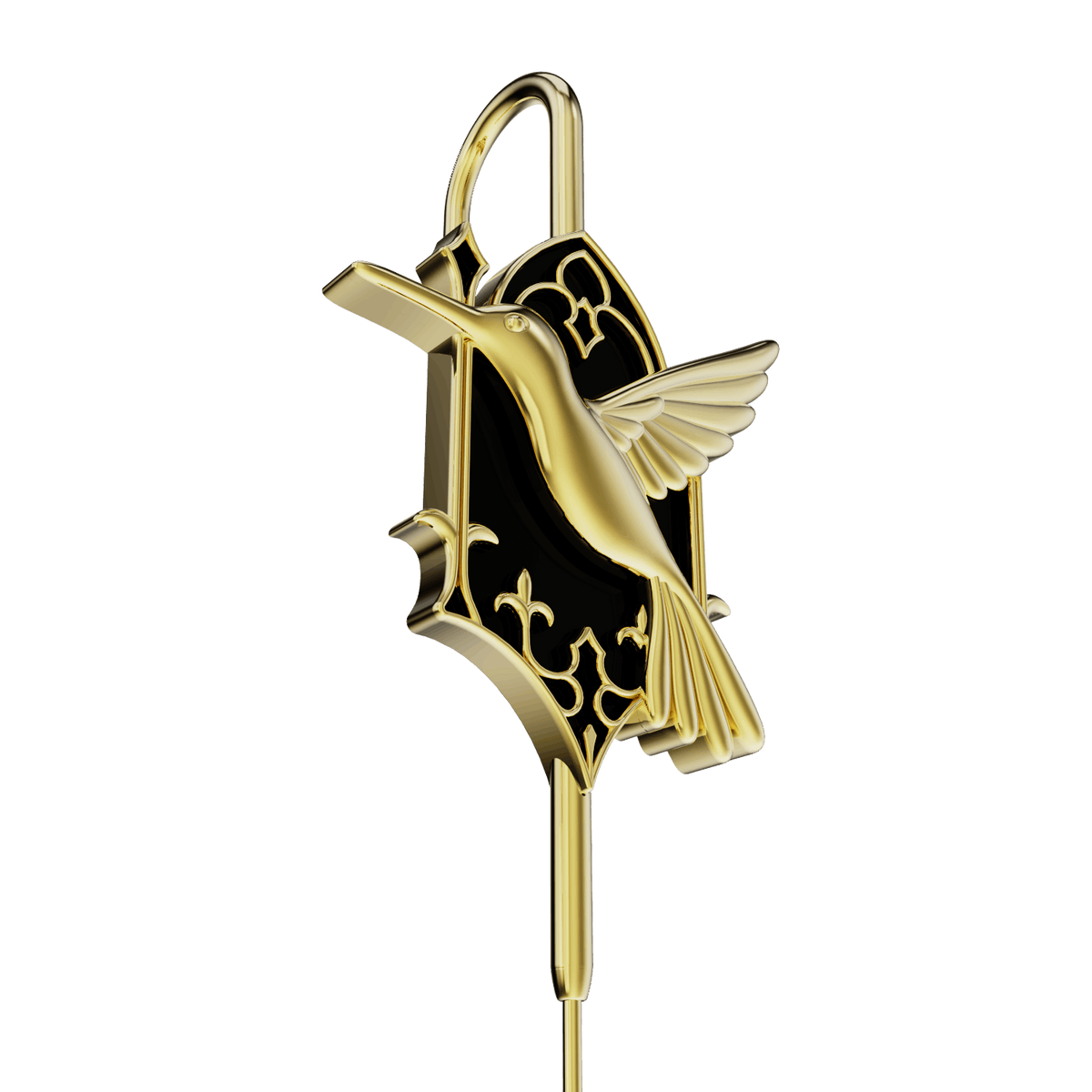 Hummingbird ear cuff, detail of the design
