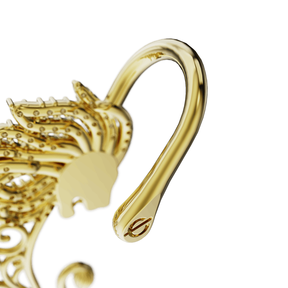 Majestic Lion ear cuff, detail of the design