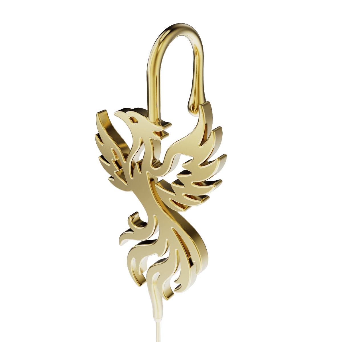 Rising Phoenix ear cuff, detail of the design