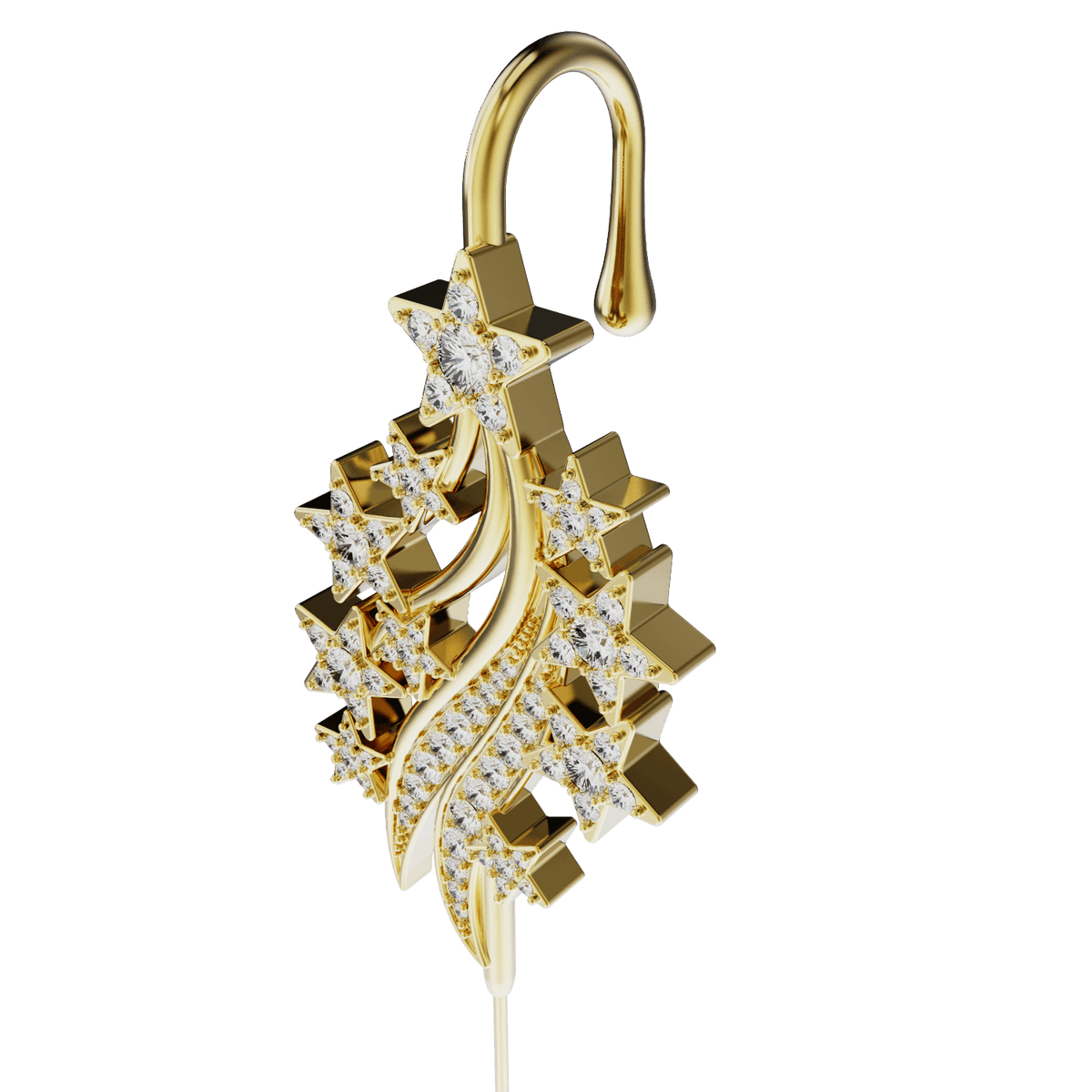 Starfall ear cuff, detail of the design