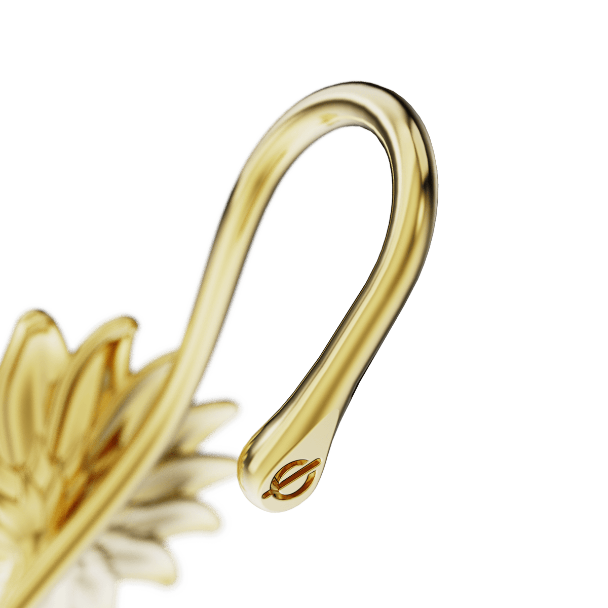 Sunflower ear cuff, detail of the design