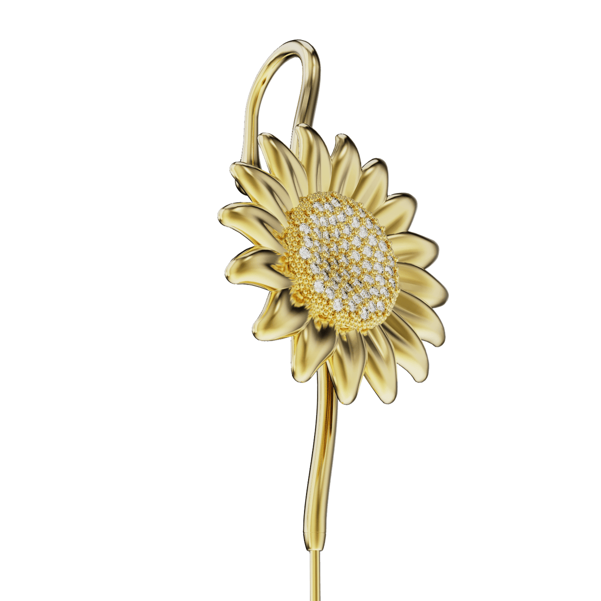 Sunflower ear cuff, detail of the design