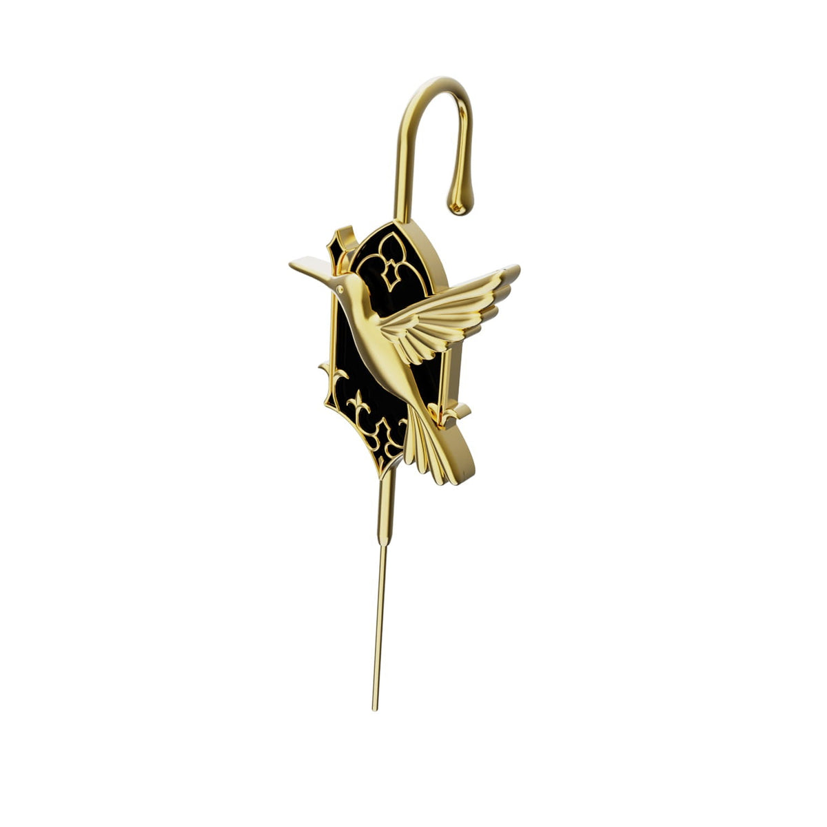 Hummingbird ear cuff in gold, single