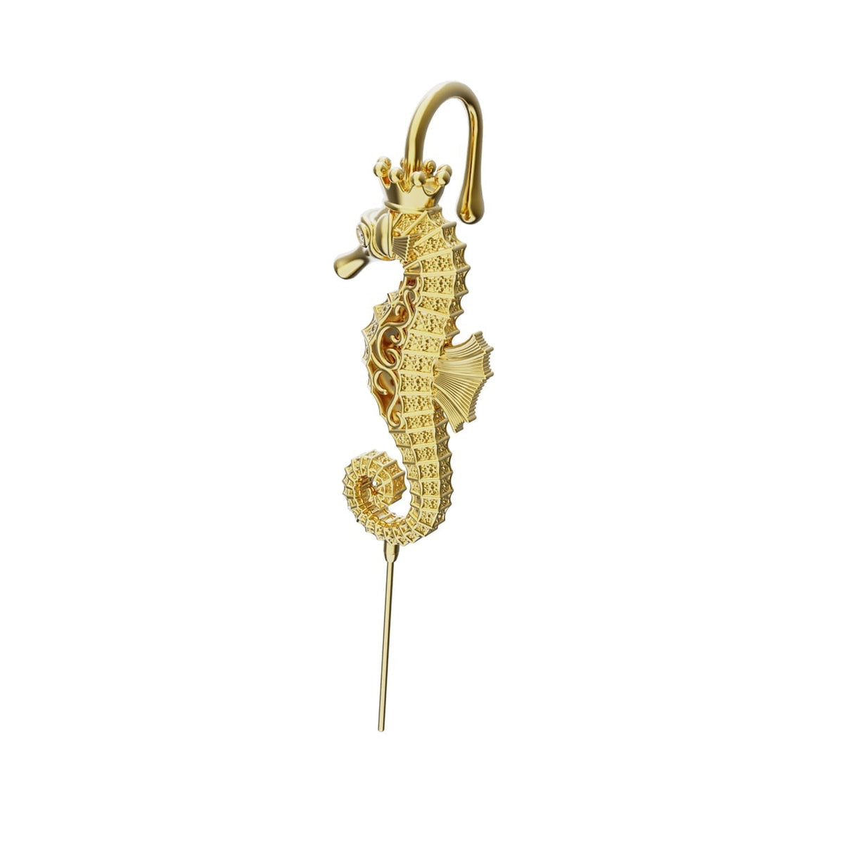 Imperial Seahorse ear cuff in gold, single