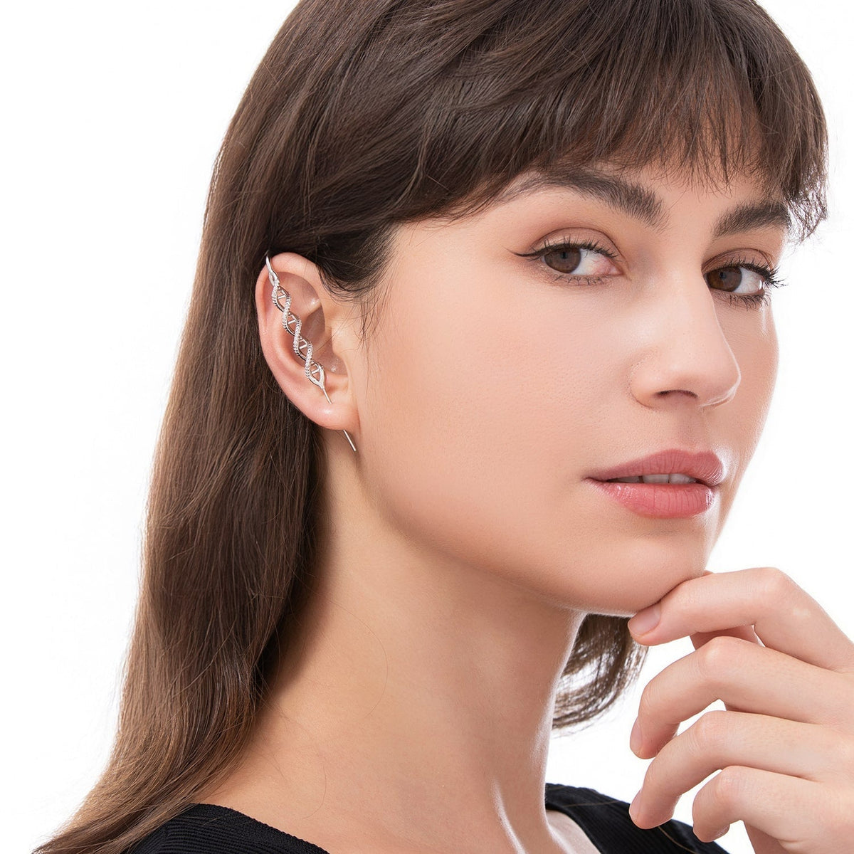 In My DNA ear cuff worn on the ear, profile view