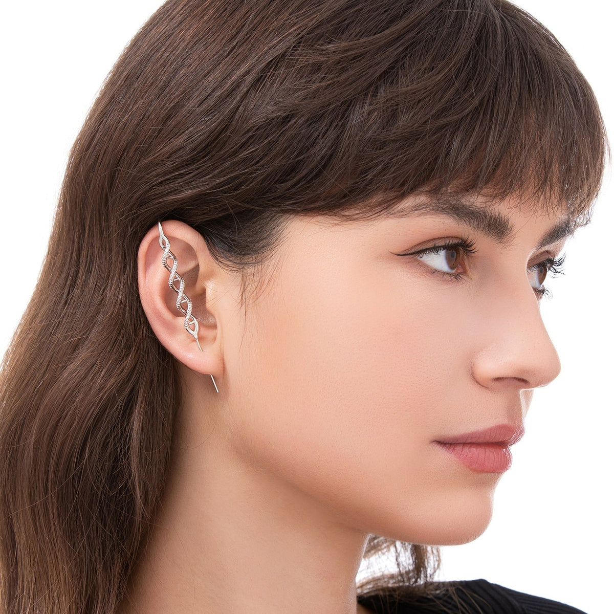 In My DNA ear cuff worn on the ear, profile view