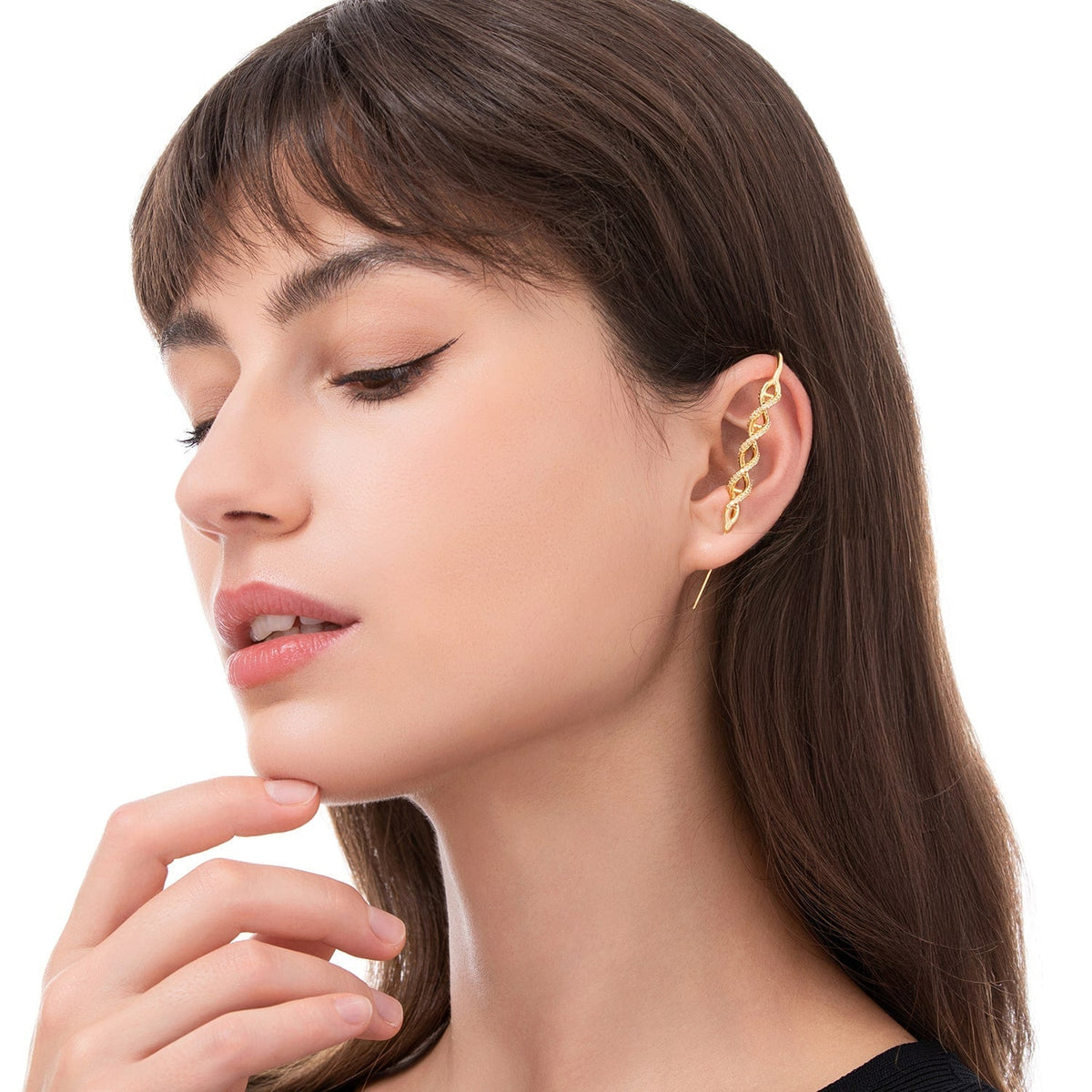 In My DNA ear cuff worn on the ear, profile view