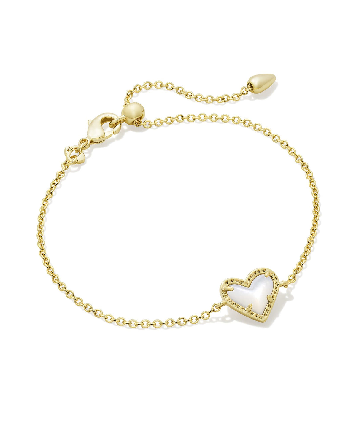 Avaline Ari Heart Gold Chain Bracelet in Rose Quartz