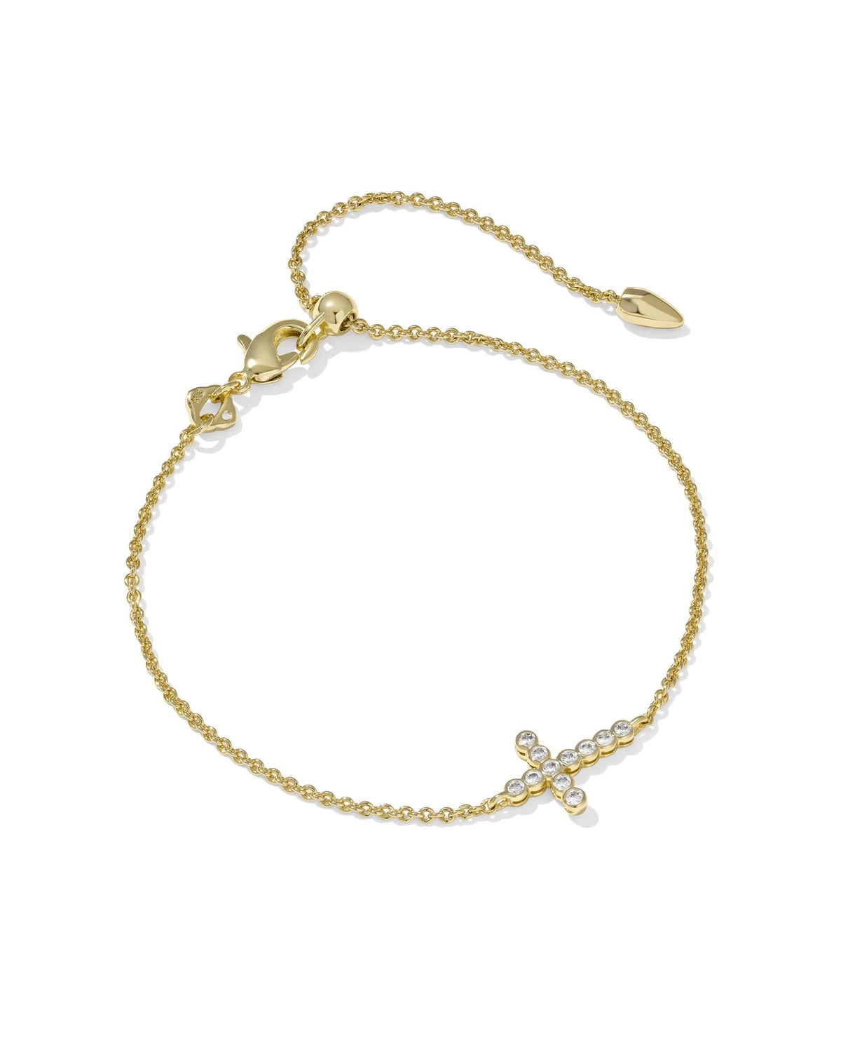 Avaline Cross Gold Crystal Delicate Chain Bracelet