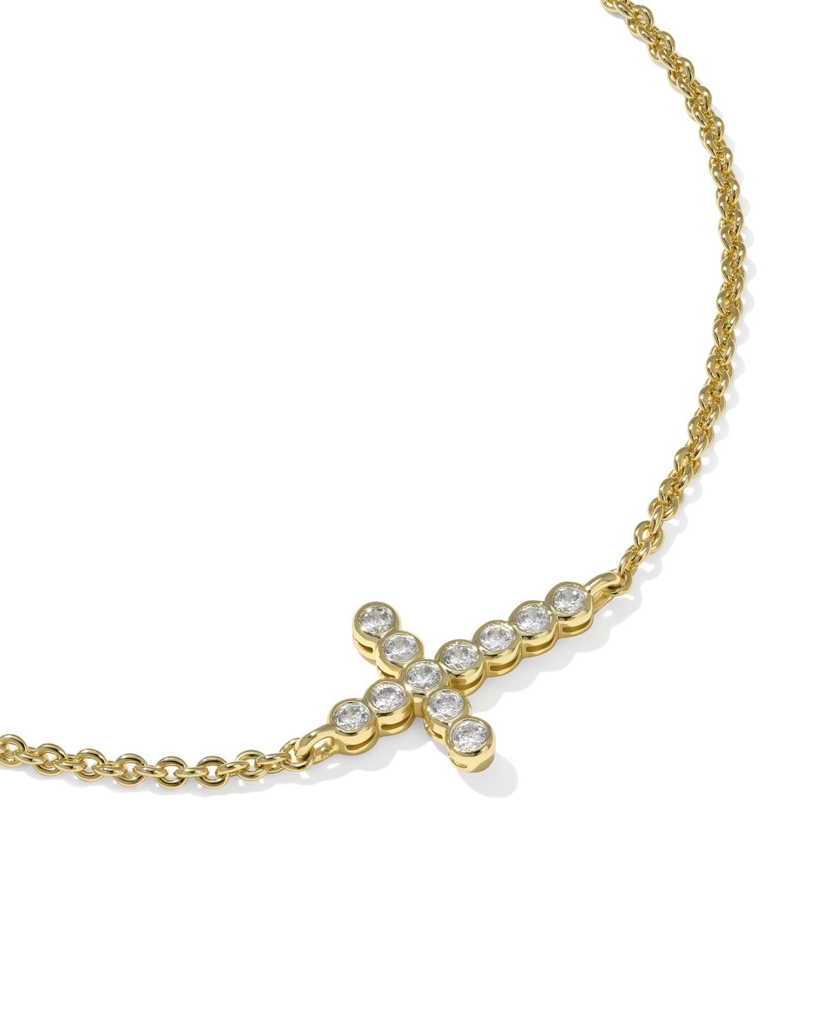 Avaline Cross Gold Crystal Delicate Chain Bracelet