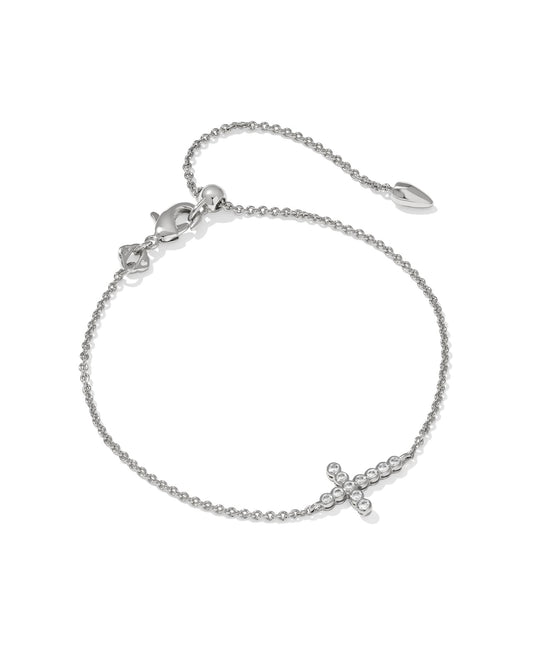 Avaline Cross Gold Crystal Delicate Chain Bracelet