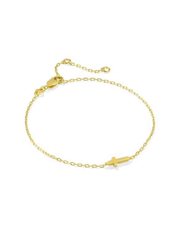Avaline Cross Inline Bracelet in 18k Gold Vermeil