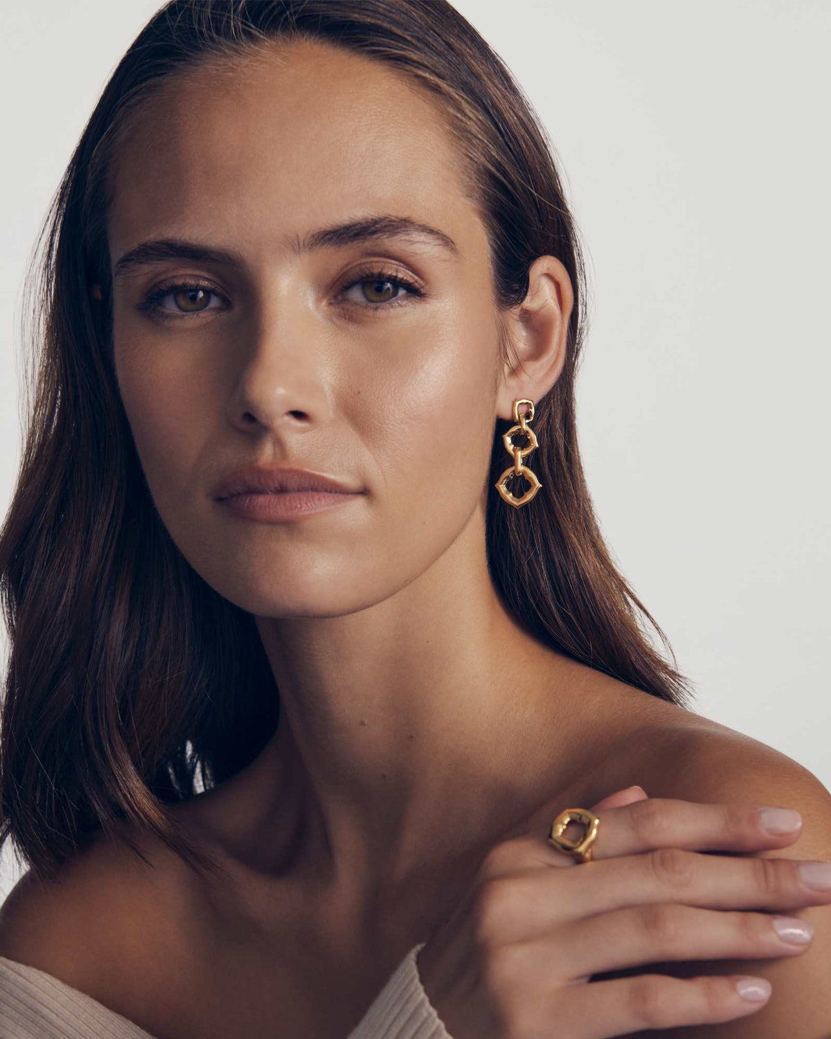 Avaline Dira Open Frame 18k Gold Vermeil Cocktail Ring