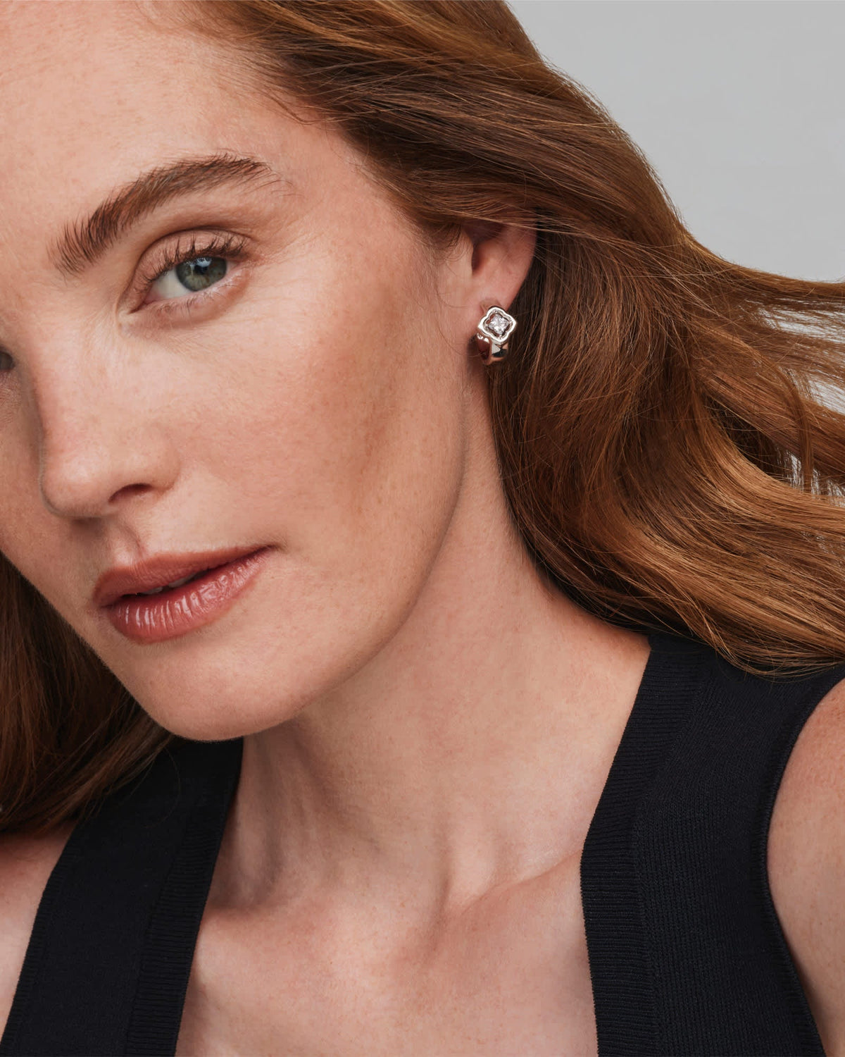 Avaline Mallory Crystal Gold Huggie Earrings