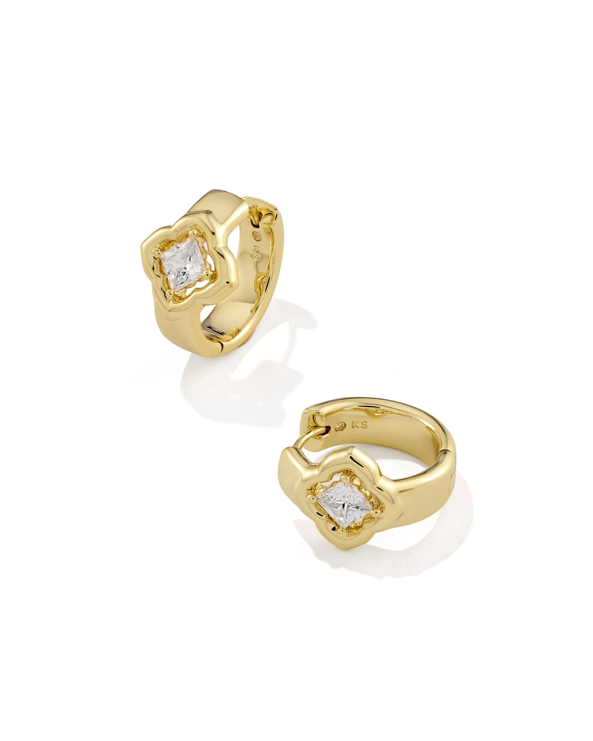 Avaline Mallory Crystal Gold Huggie Earrings