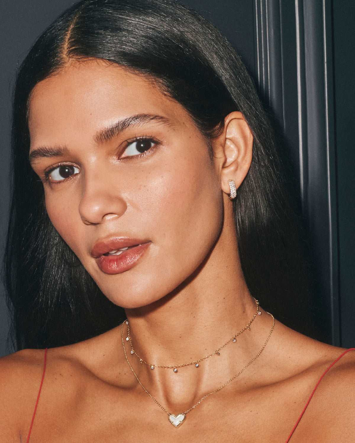 Avaline Mikki Pave Huggie Earrings in Gold