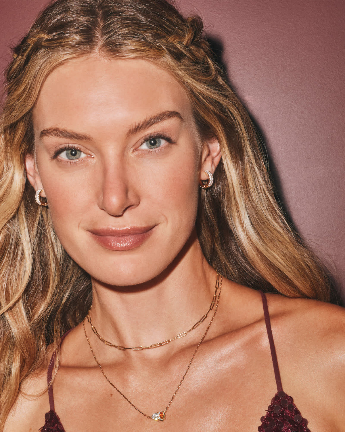 Avaline Mikki Pave Huggie Earrings in Gold