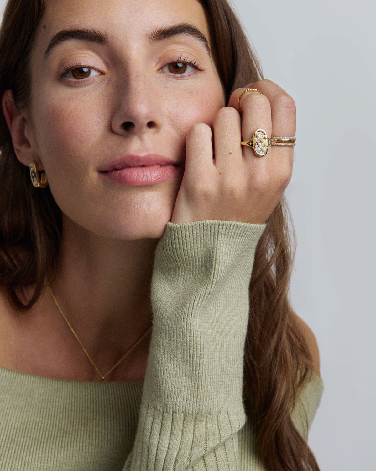 Avaline Skye Celestial 18k Yellow Gold Vermeil Cocktail Ring 
