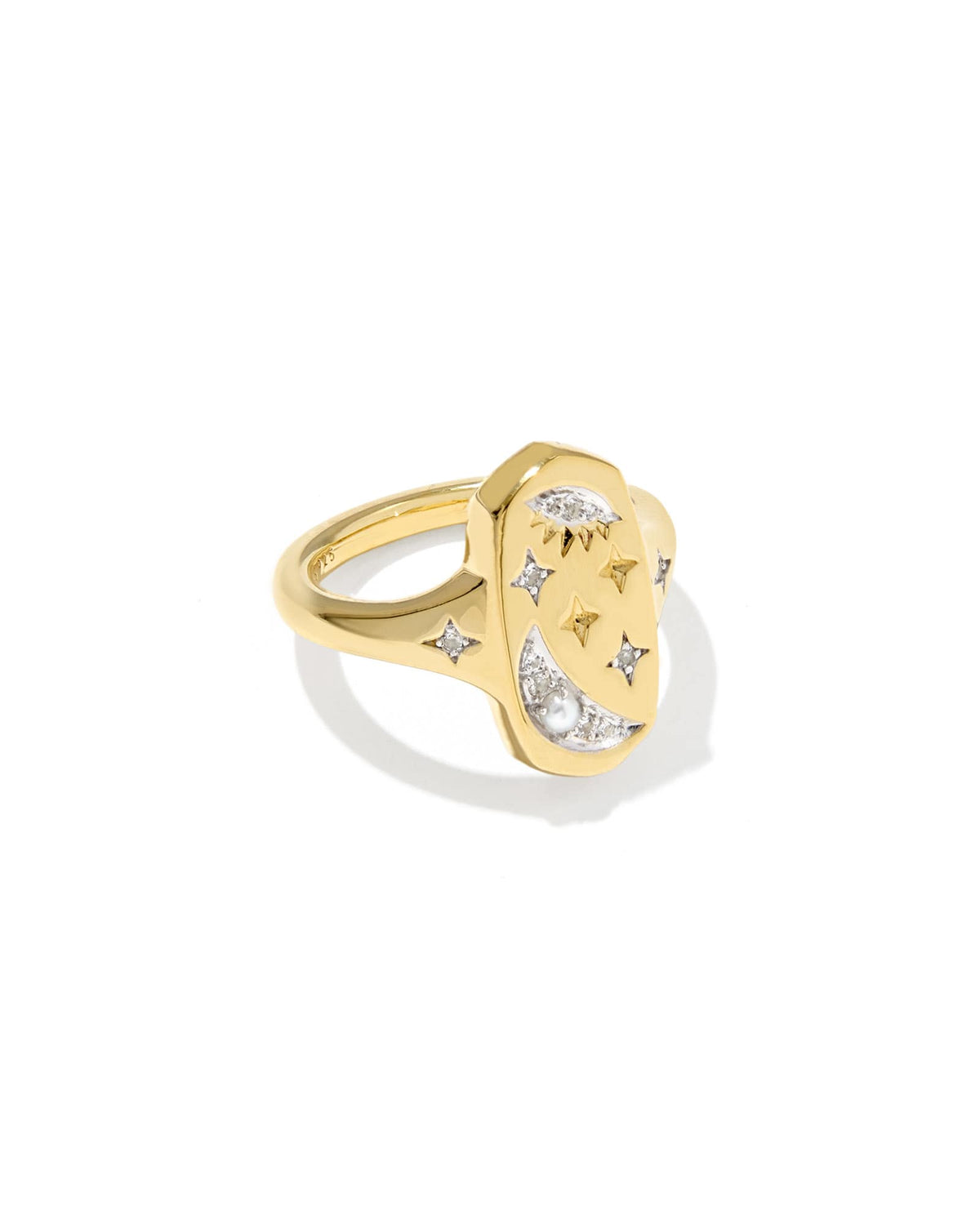 Avaline Skye Celestial 18k Yellow Gold Vermeil Cocktail Ring 