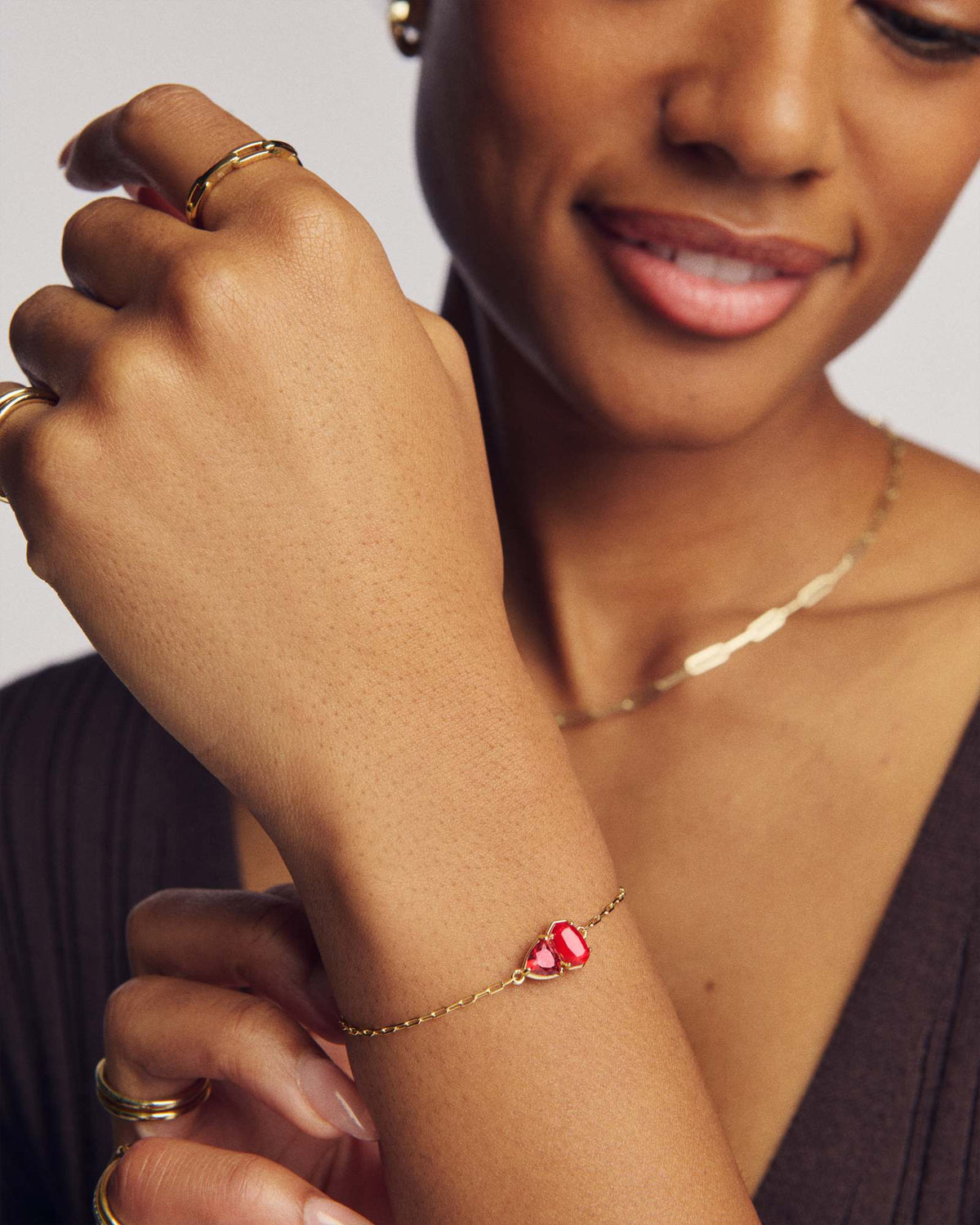 Avaline Tatum May Gold Delicate Chain Bracelet