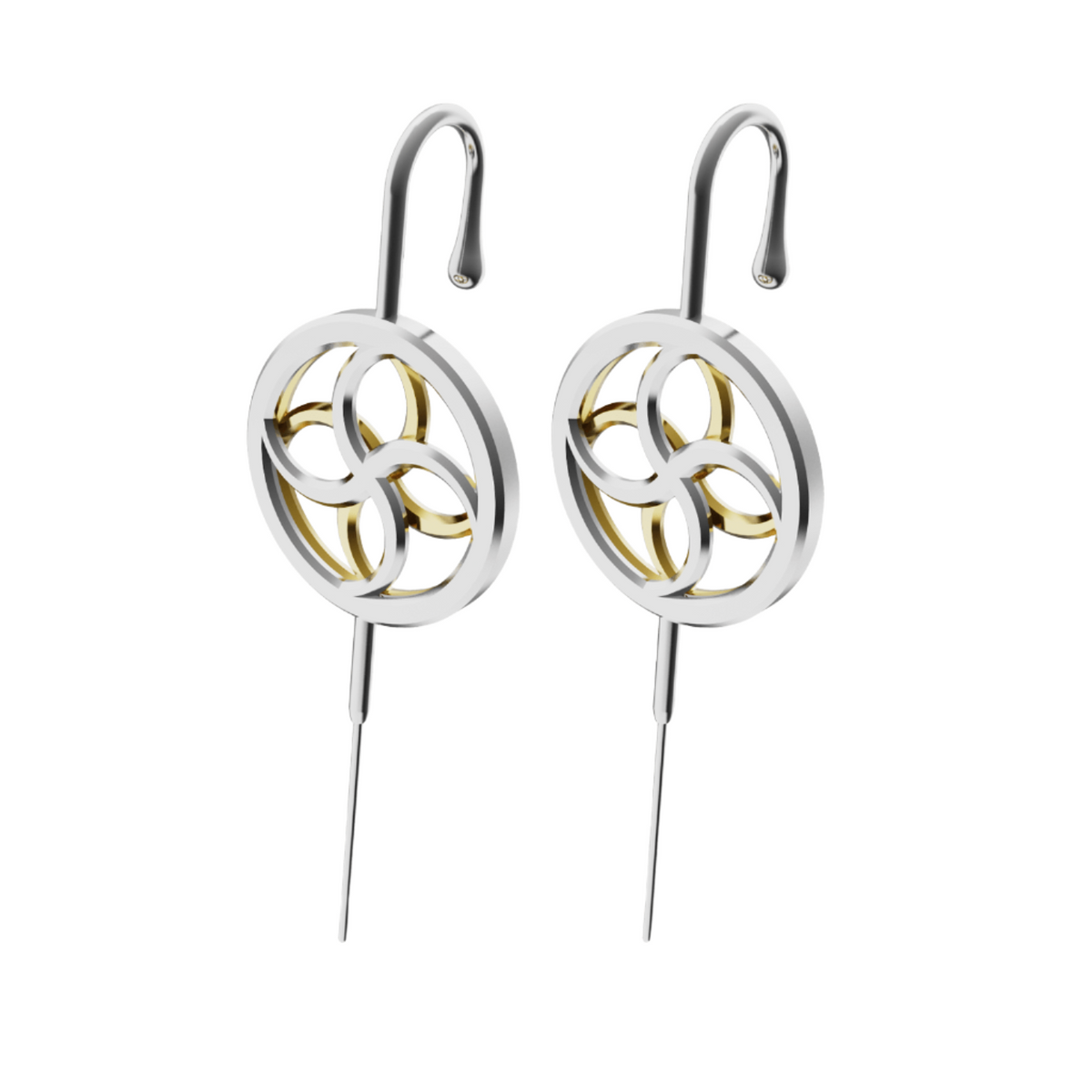 Kinetic Loop ear cuffs in silver, a pair