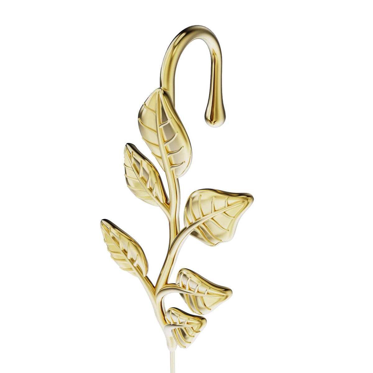 Whispering Leaves ear cuff in gold, close detail