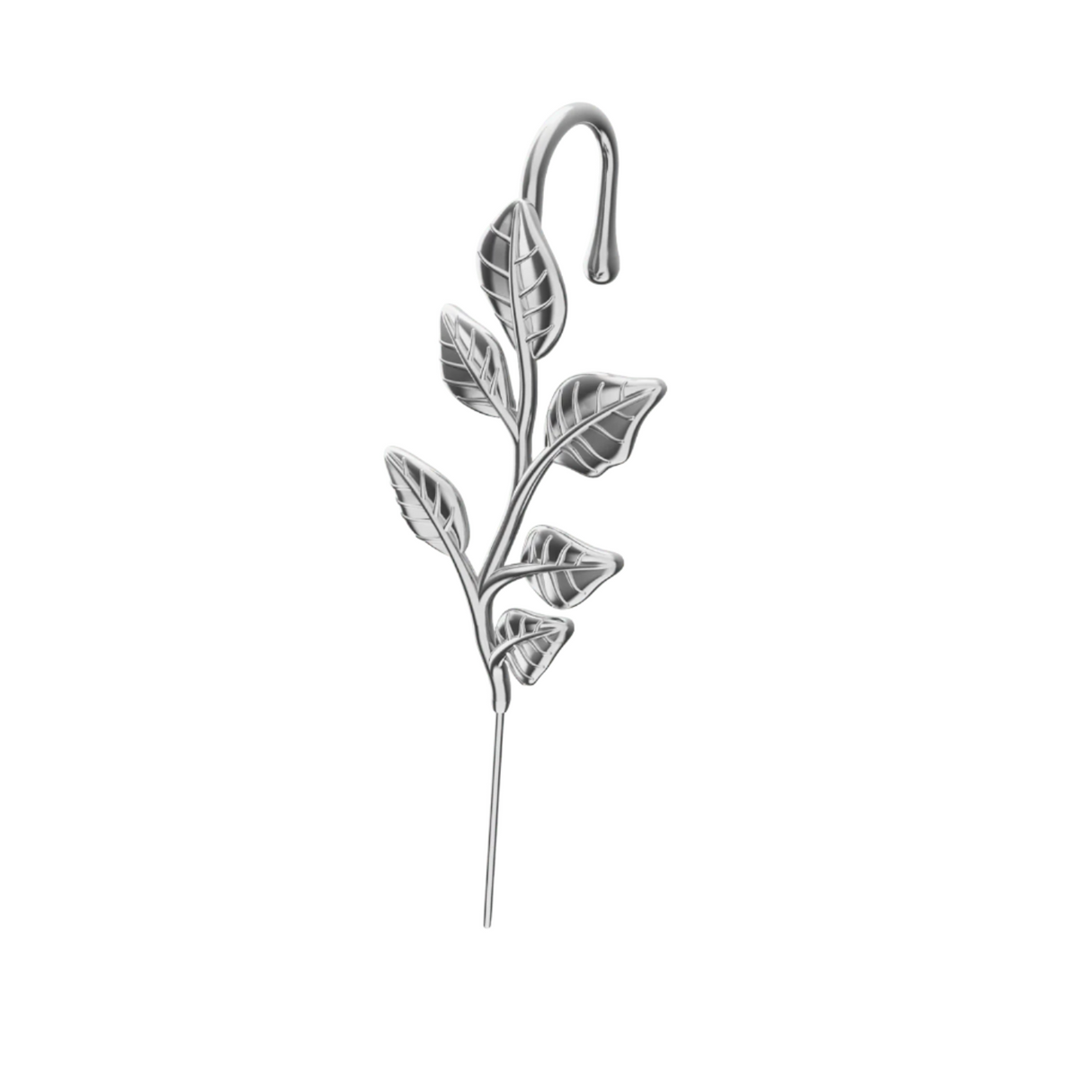 Whispering Leaves ear cuff in silver, single