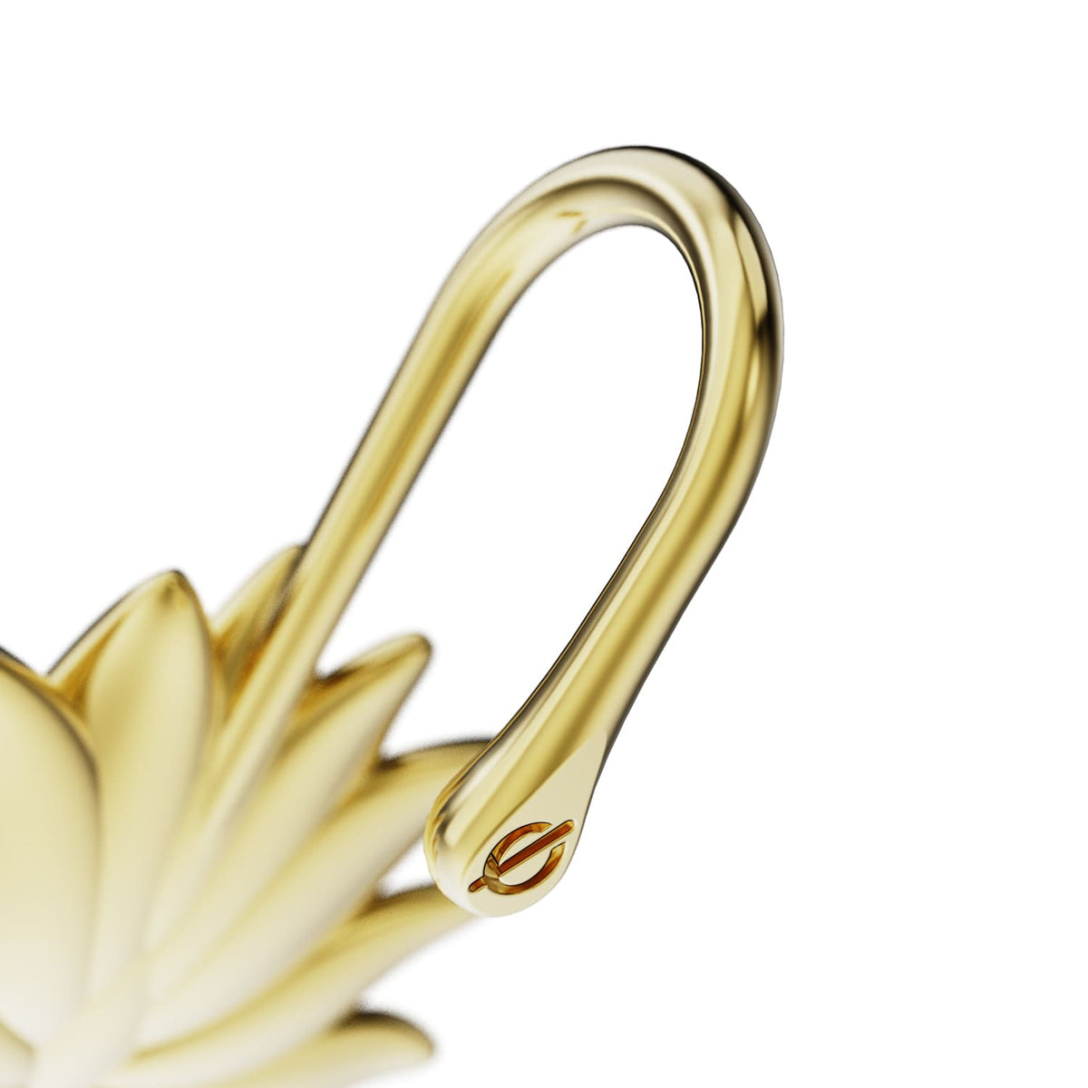 Lotus Bloom ear cuff in gold, the hook that sits over the ear
