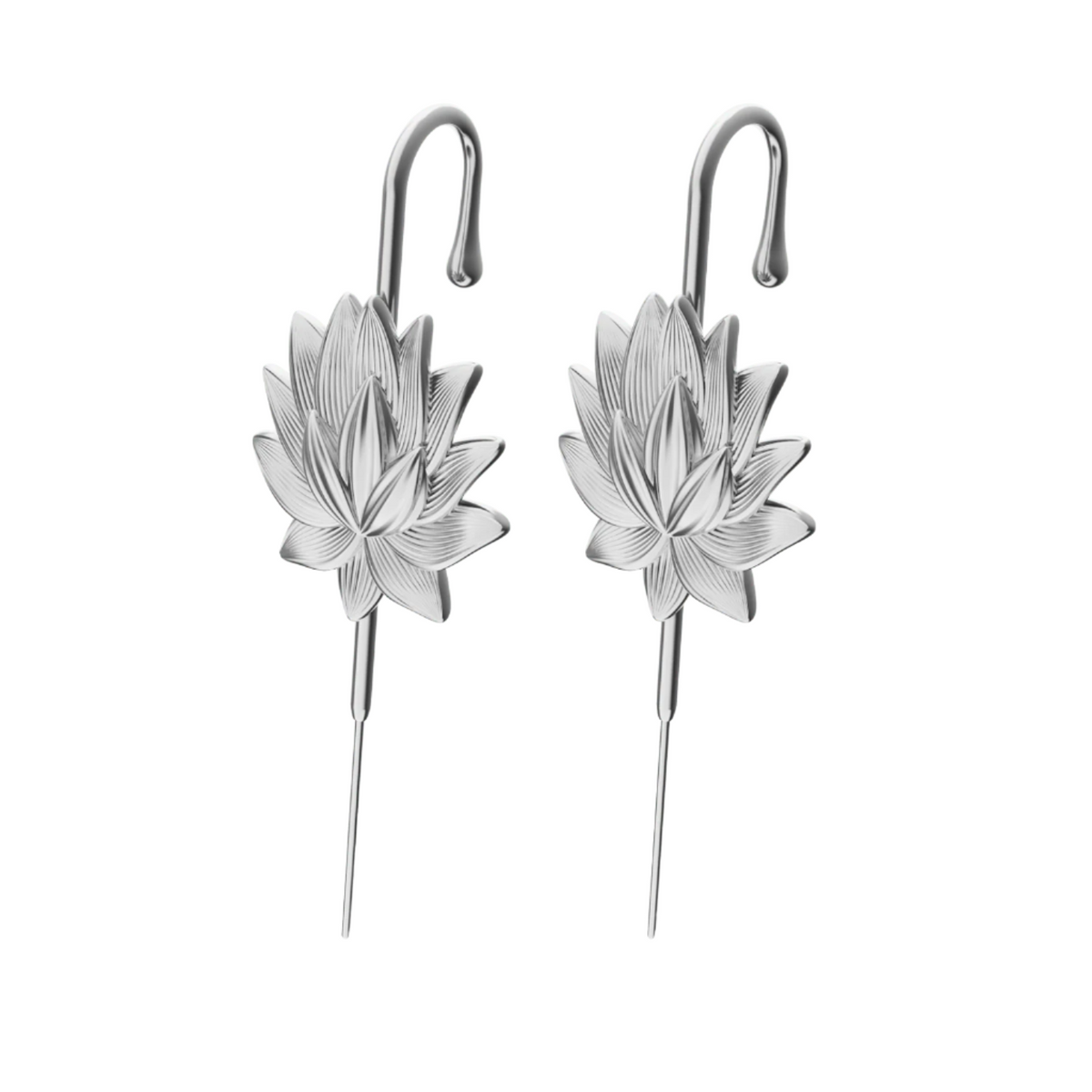 Lotus Bloom ear cuffs in silver, a pair