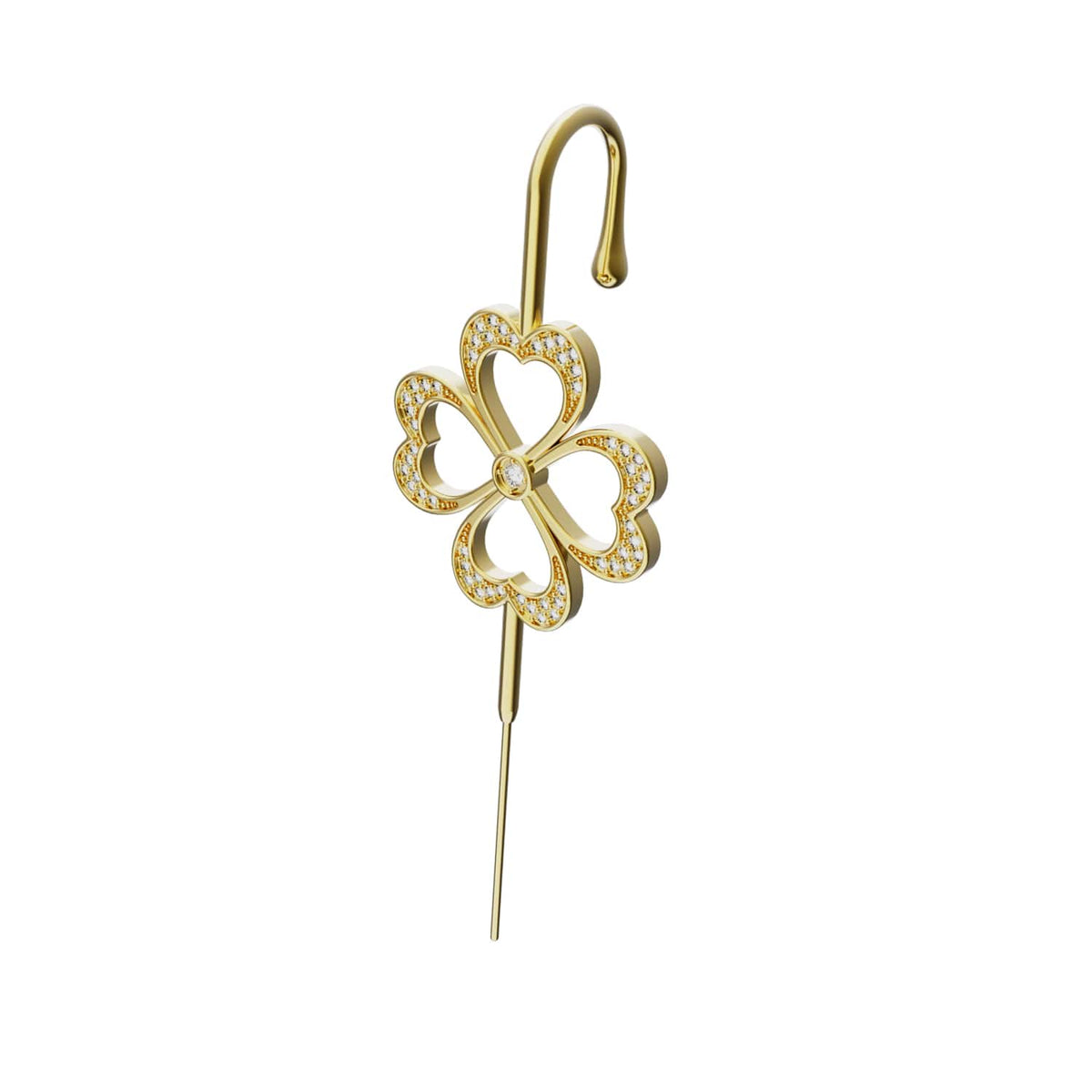 Lucky Clover ear cuff in gold, single