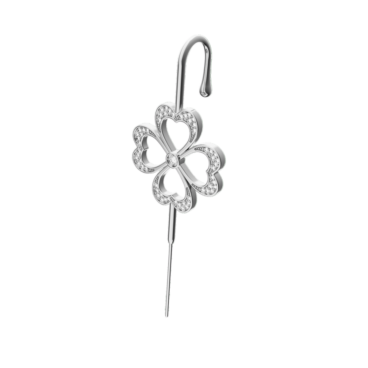 Lucky Clover ear cuff in silver, single