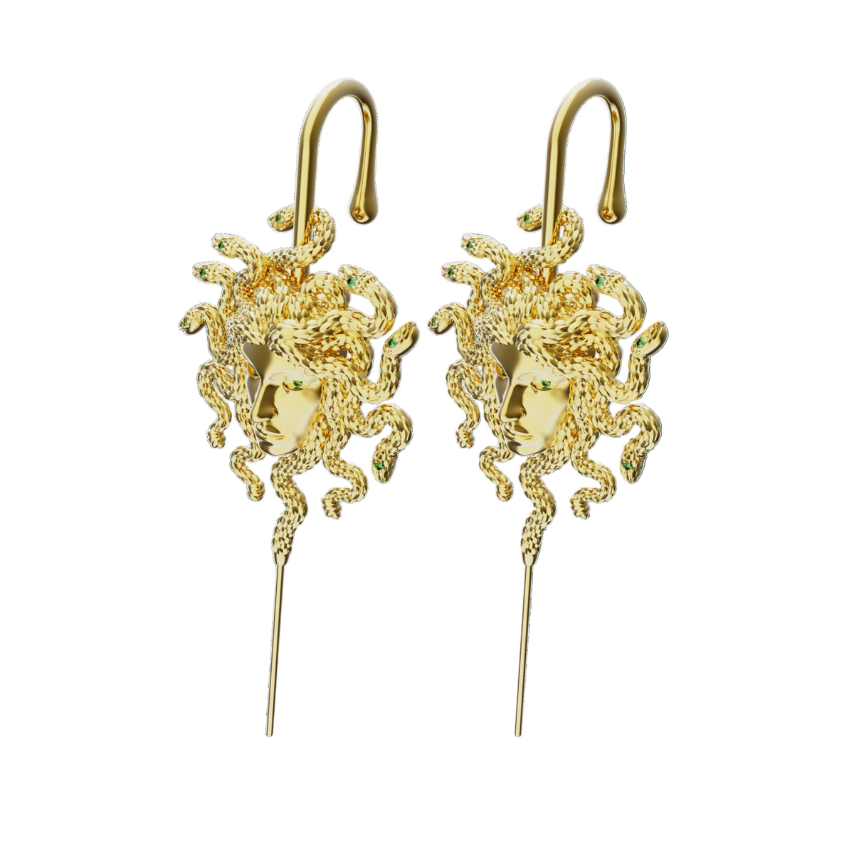 Medusa's Gaze ear cuffs in gold, a pair