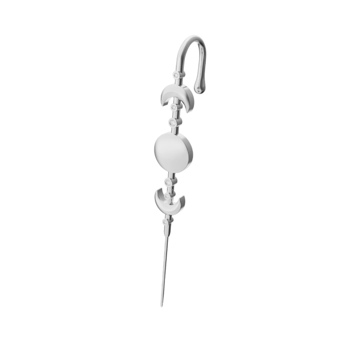 Moon Phases ear cuff in silver, single