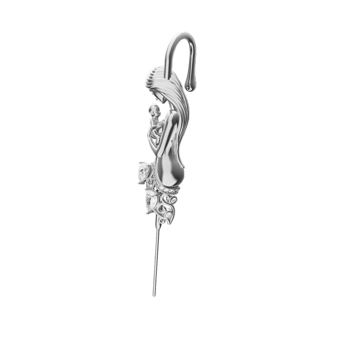 Motherhood ear cuff in silver, single