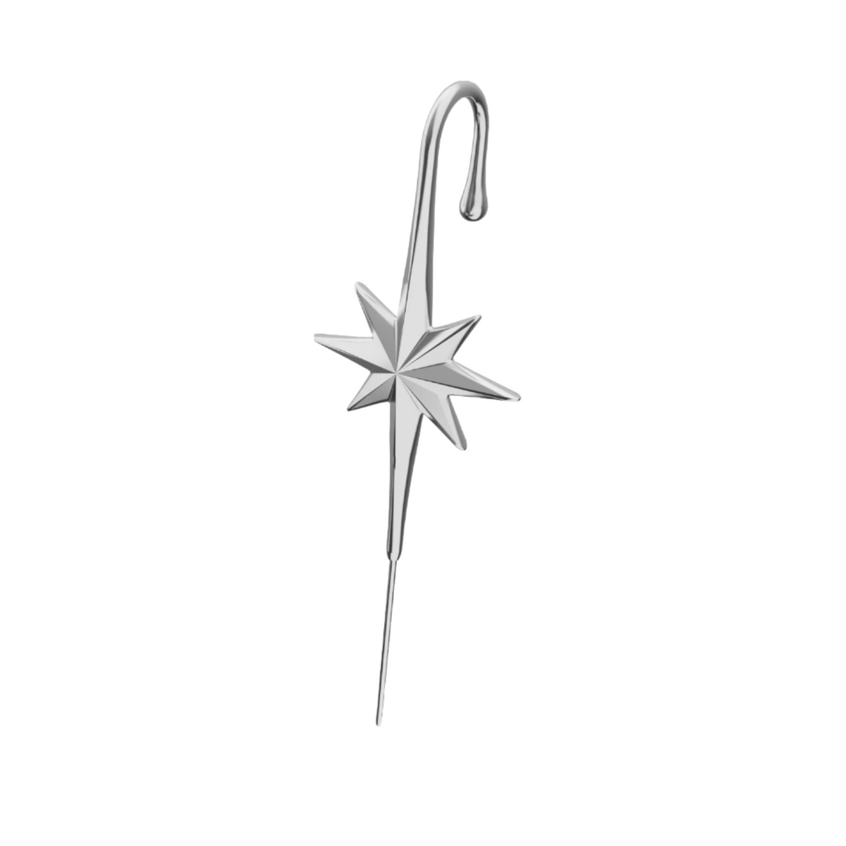 North Star ear cuff in silver, single