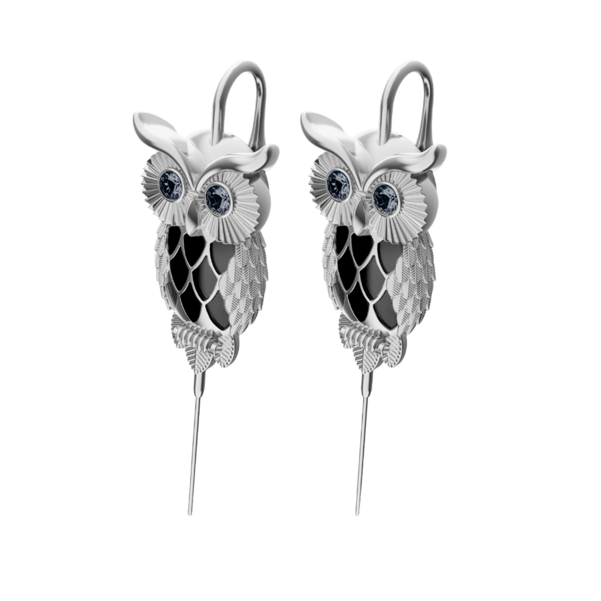 Night Owl ear cuffs in silver, a pair
