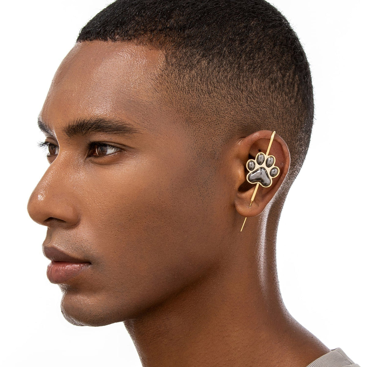 Pawfect ear cuff worn on the ear, profile view