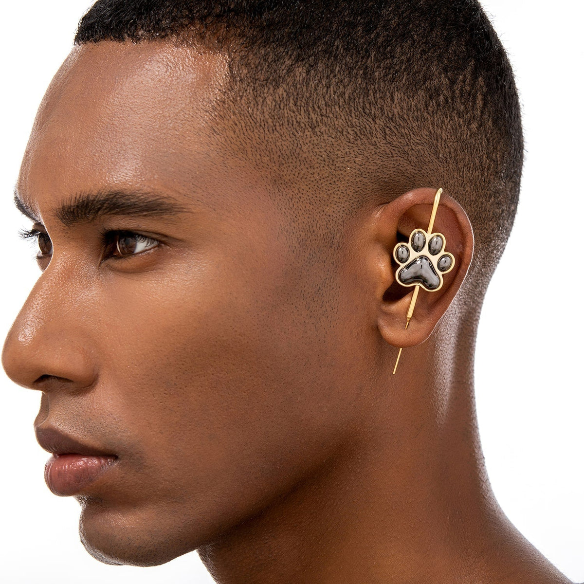 Pawfect ear cuff worn on the ear, profile view