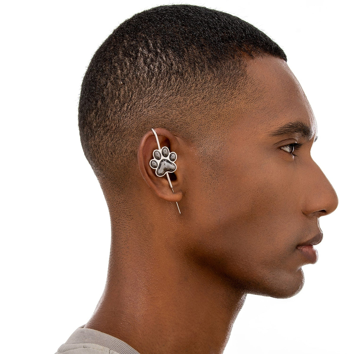 Pawfect ear cuff worn on the ear, profile view