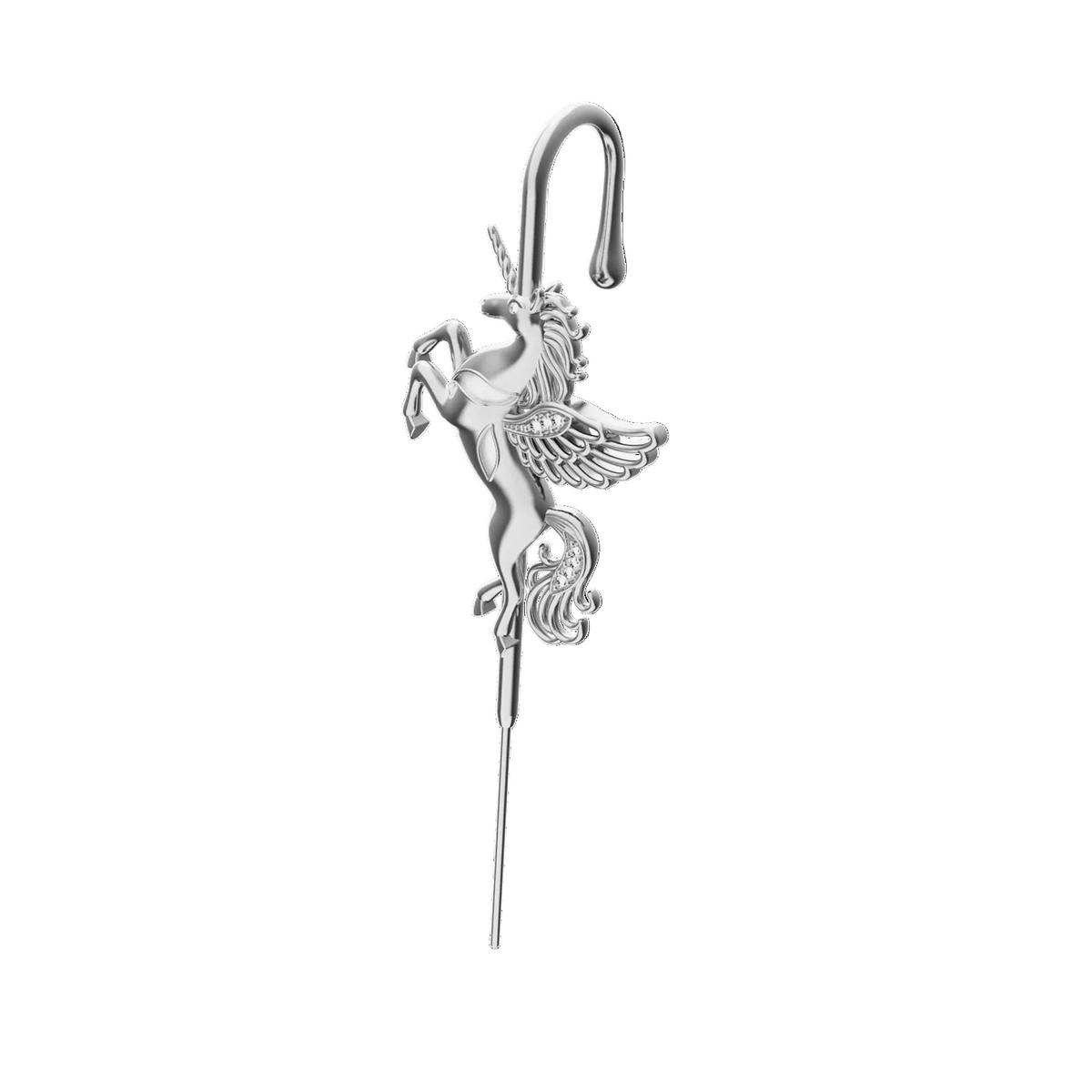 Pegacorn ear cuff in silver, single