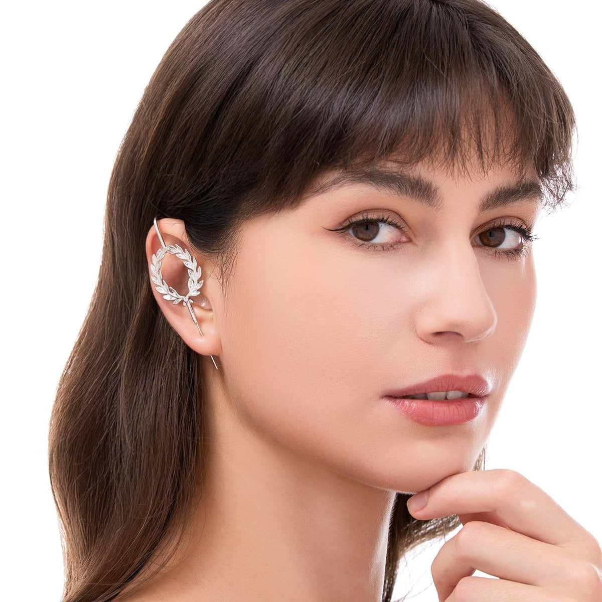 Regel Laurel ear cuff worn on the ear, profile view