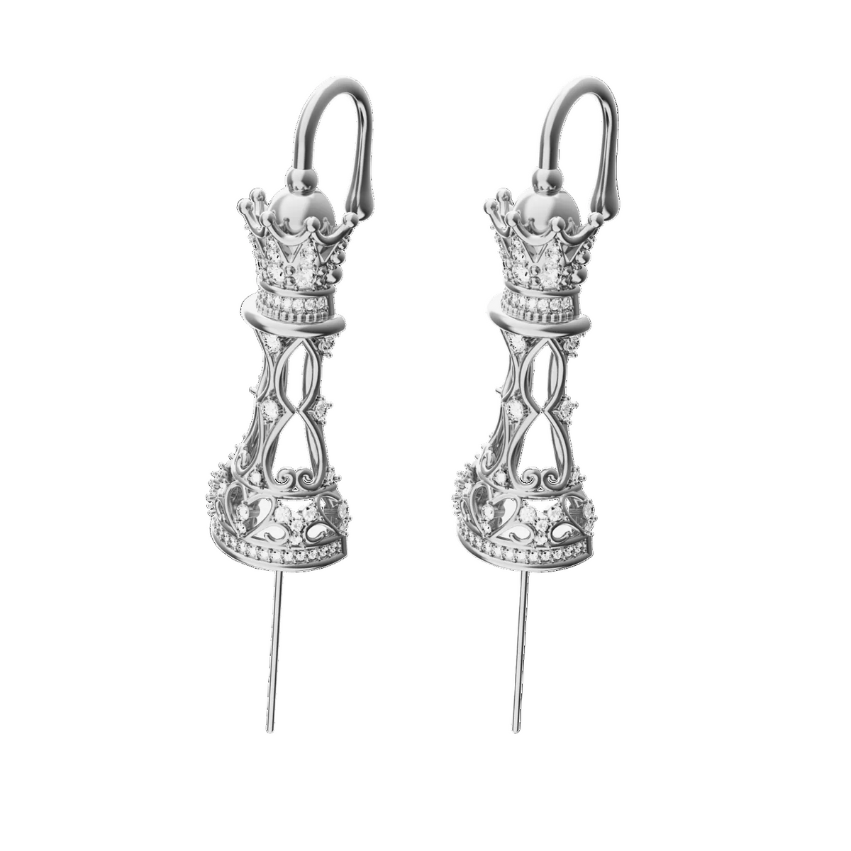 Royal Queen ear cuffs in silver, a pair