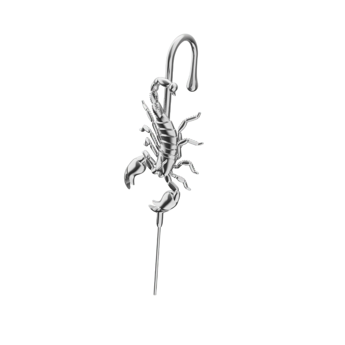 Fierce Scorpion ear cuff in silver, single