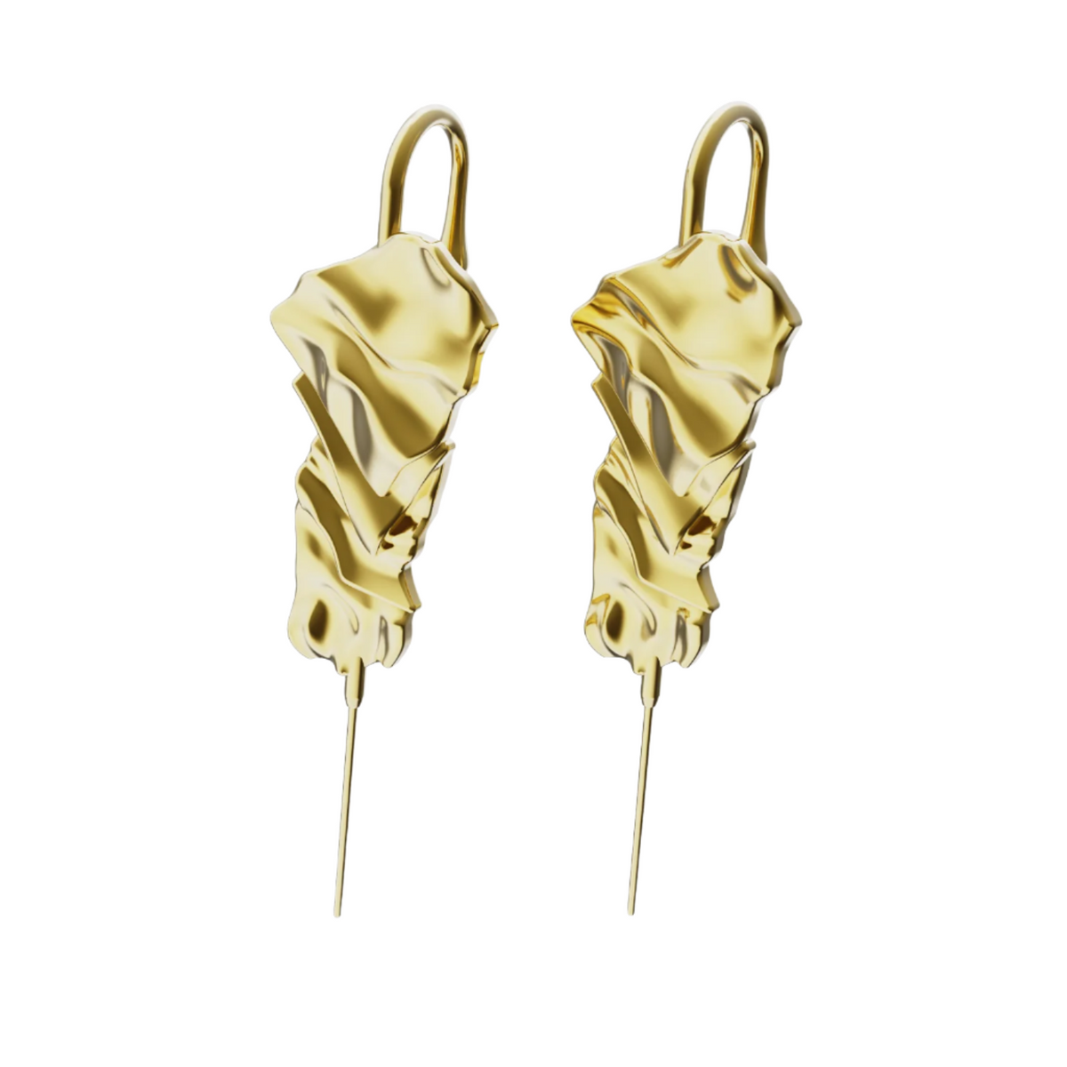 Sculpted Cascade ear cuffs in gold, a pair