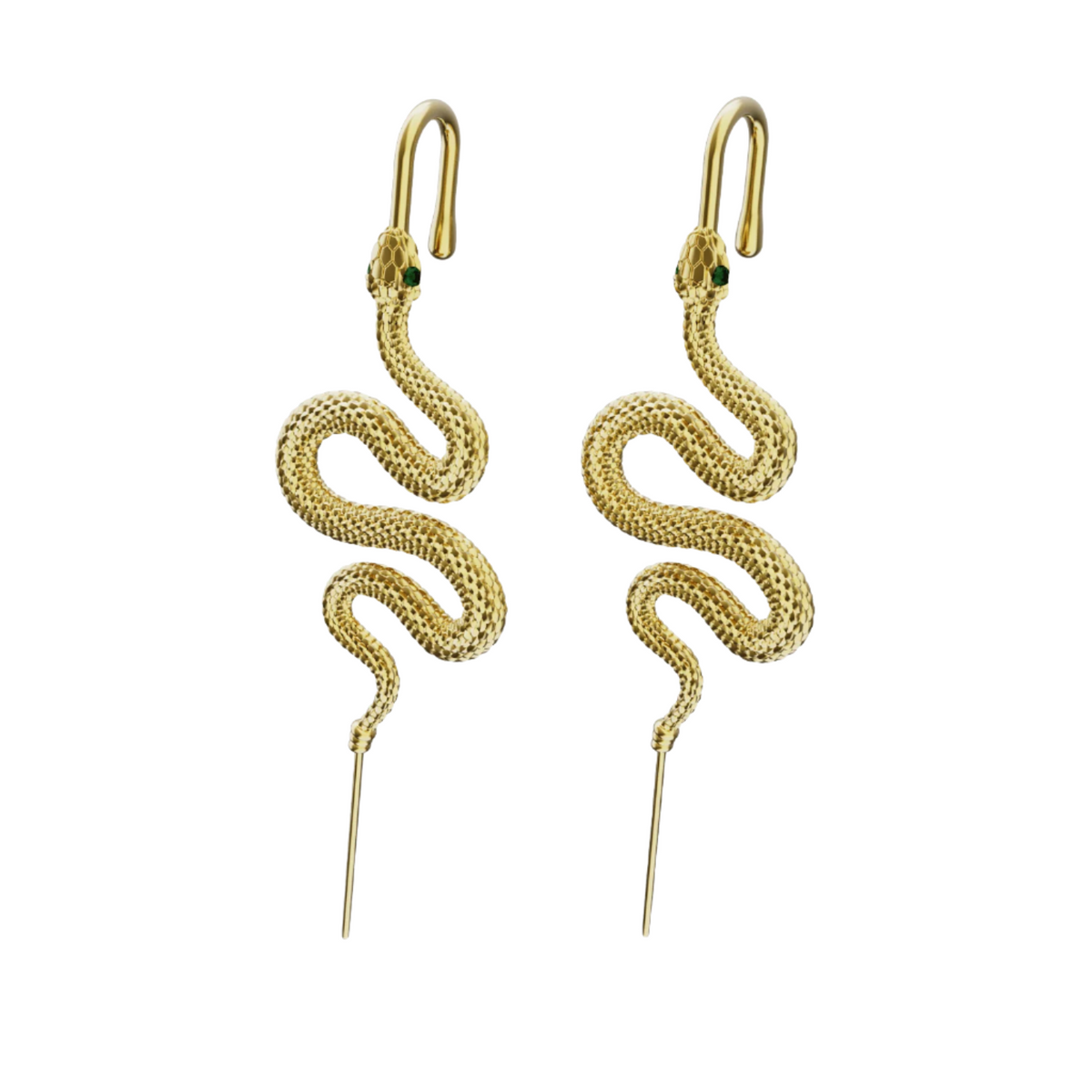 Serpent ear cuffs in gold, a pair