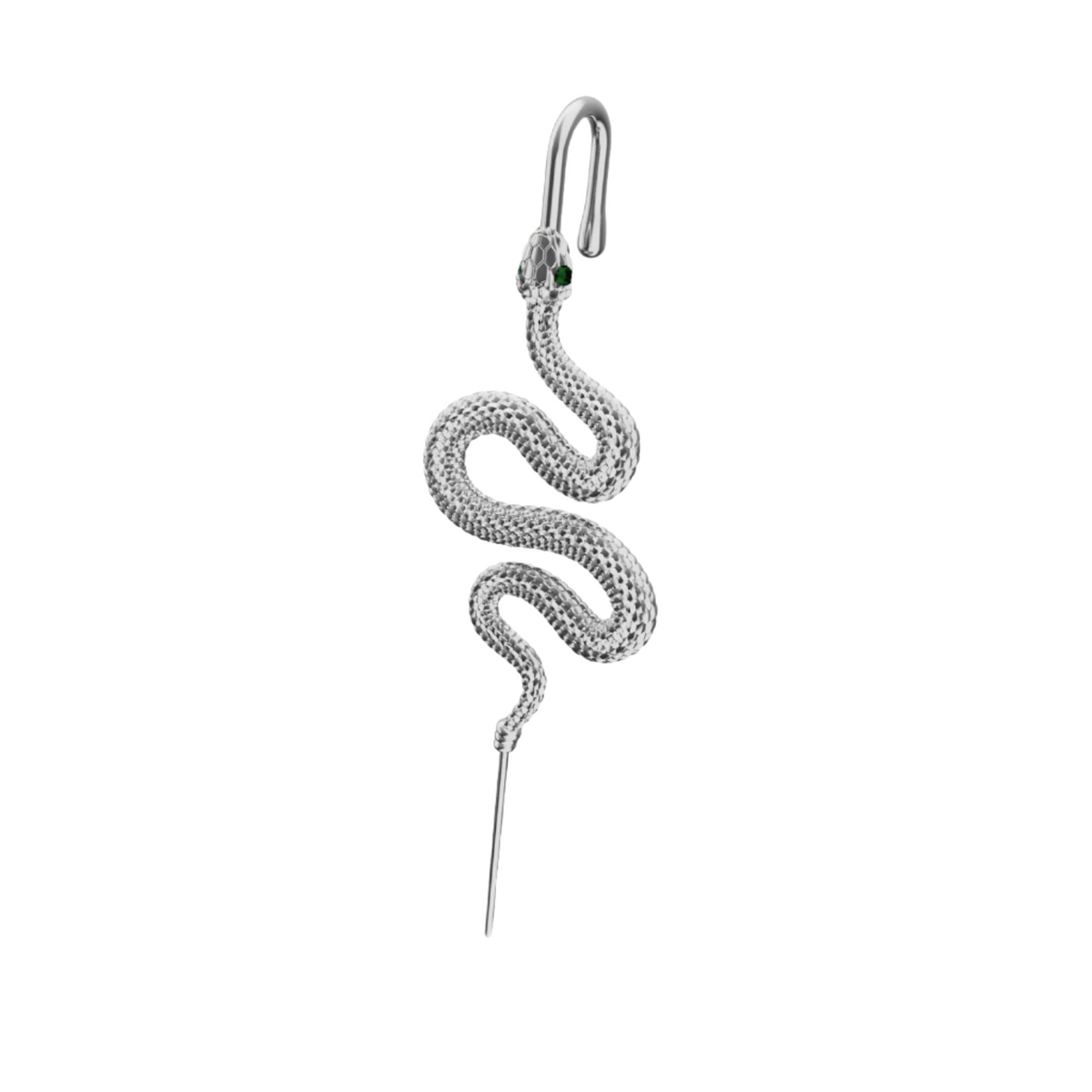 Serpent ear cuff in silver, single