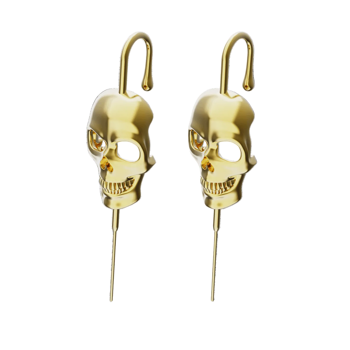 Memento Mori ear cuffs in gold, a pair