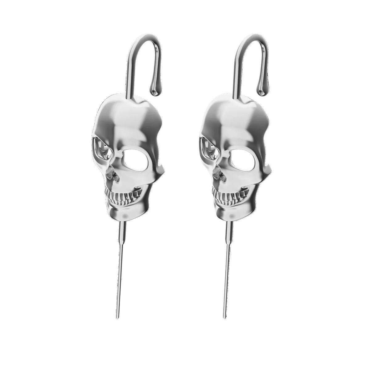 Memento Mori ear cuffs in silver, a pair